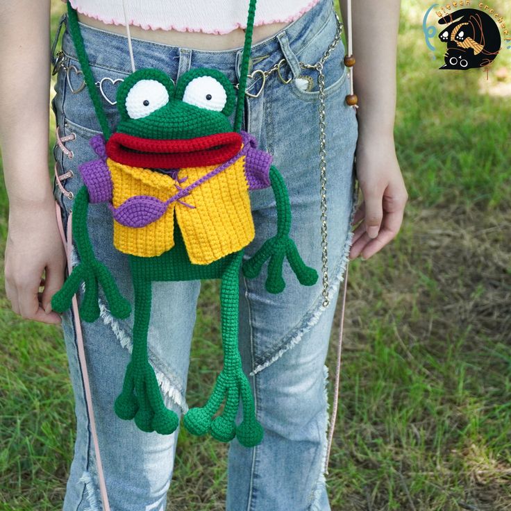 کیف گوشی قورباغه ای طرح ژاکت زرد