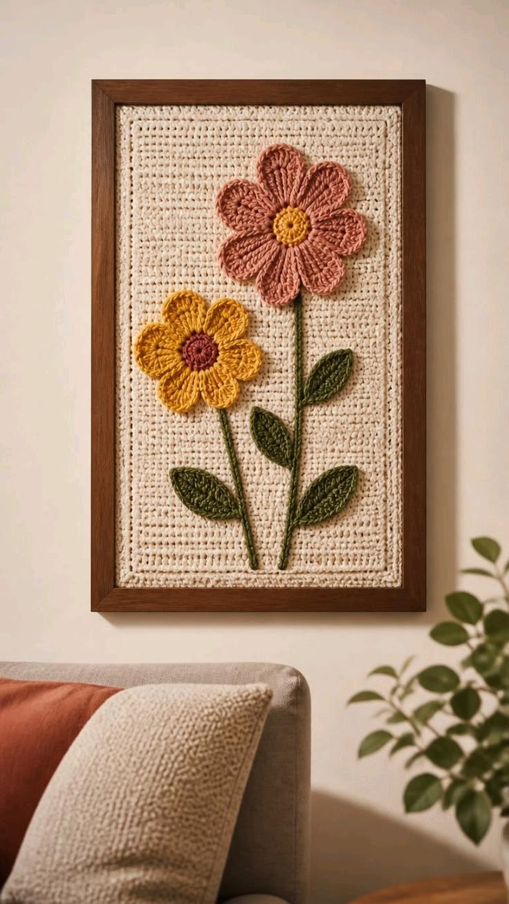 دیوار کوب بافتنی ماندلا طرح شاخه گل