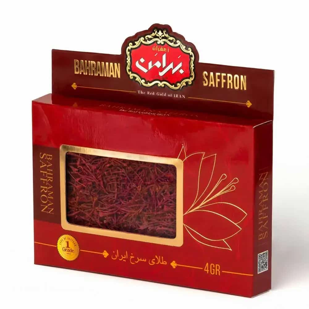 زعفران 4 گرمی بهرامن کیفیتی ماندگار با بسته بندی شکیل