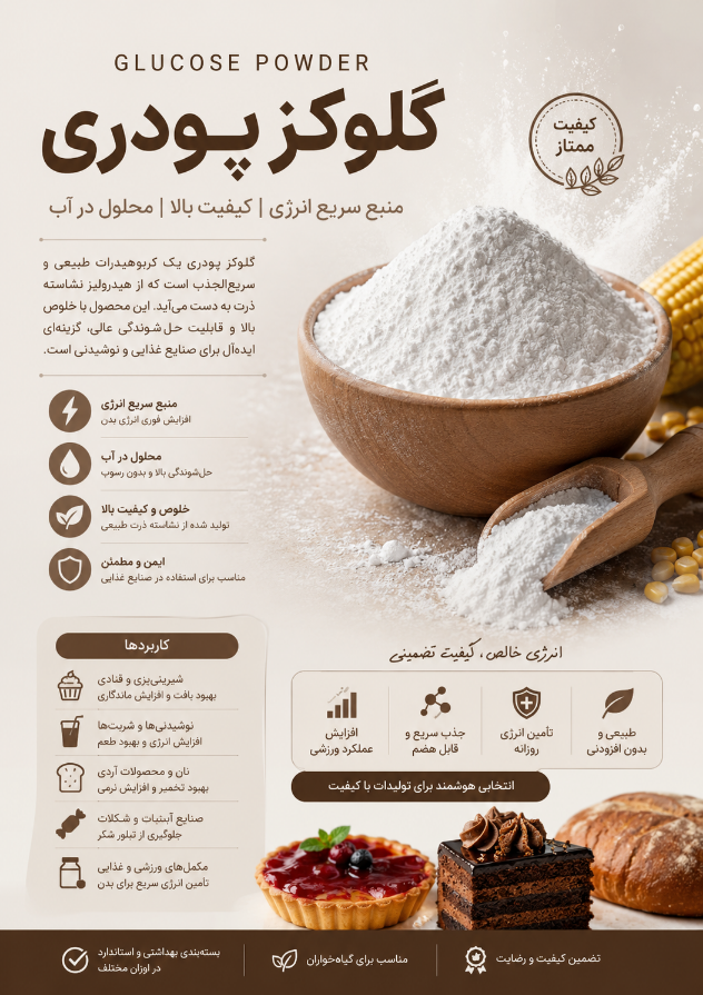 گلوکز پودری صنعتی و خوراکی | مناسب صنایع غذایی