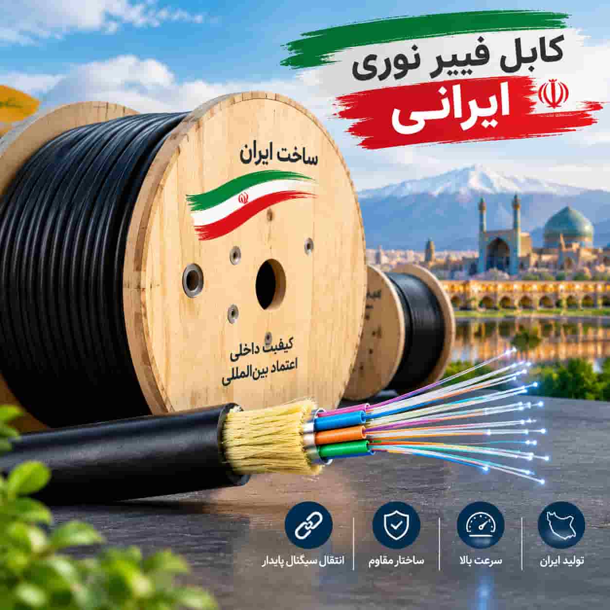 کابل فیبر نوری ایرانی با قابلیت انتقال سیگنال پایدار