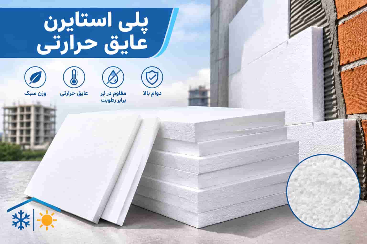 پلی استایرن عایق حرارتی با ضخامت های متنوع ساختمانی