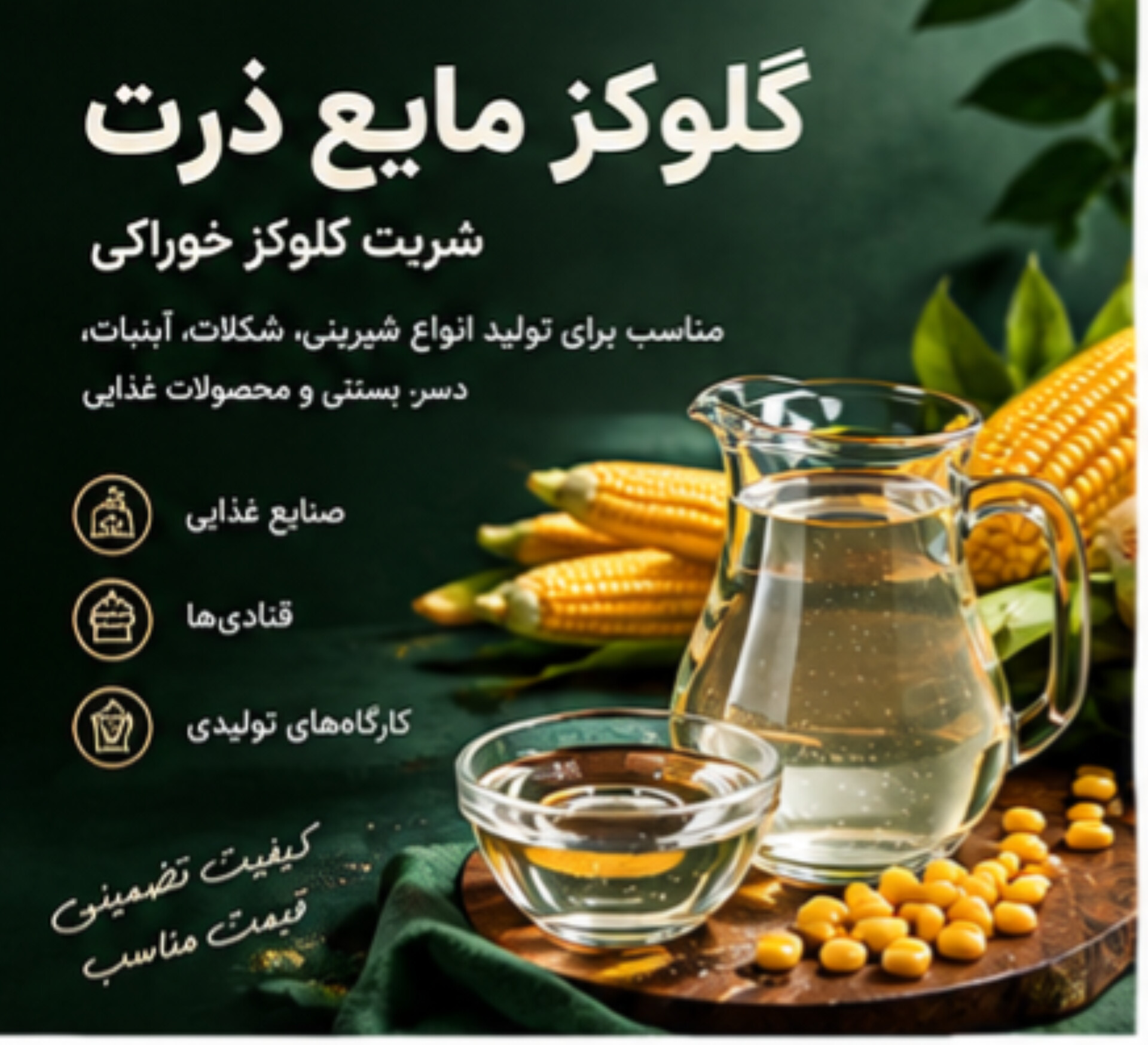 گلوکز مایع ذرت + گلوکز خوراکی مناسب صنایع غذایی و شیرینی جات