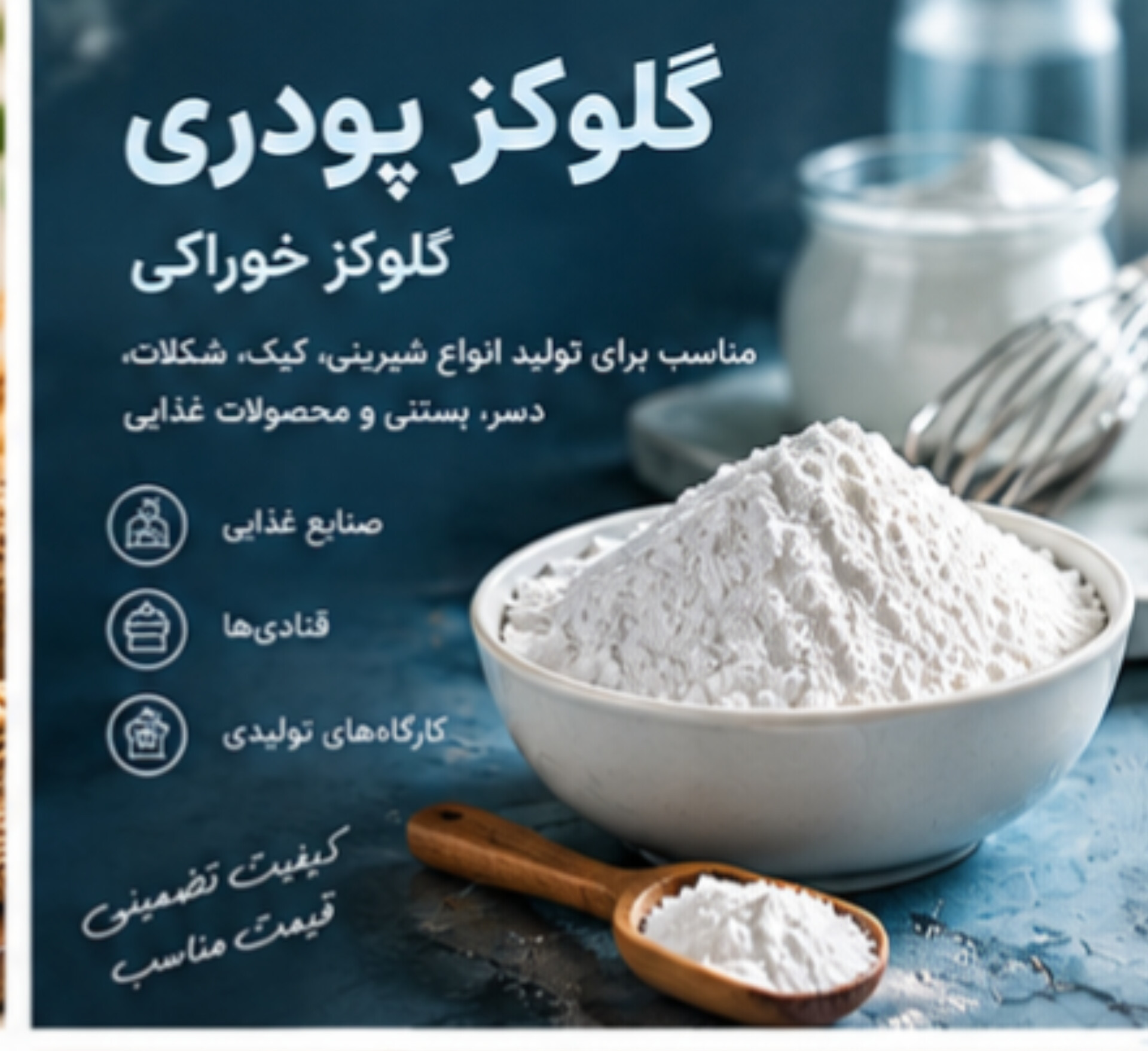 گلوکز پودری + پودر گلوکز خوراکی مناسب صنایع غذایی و شیرینی پزی