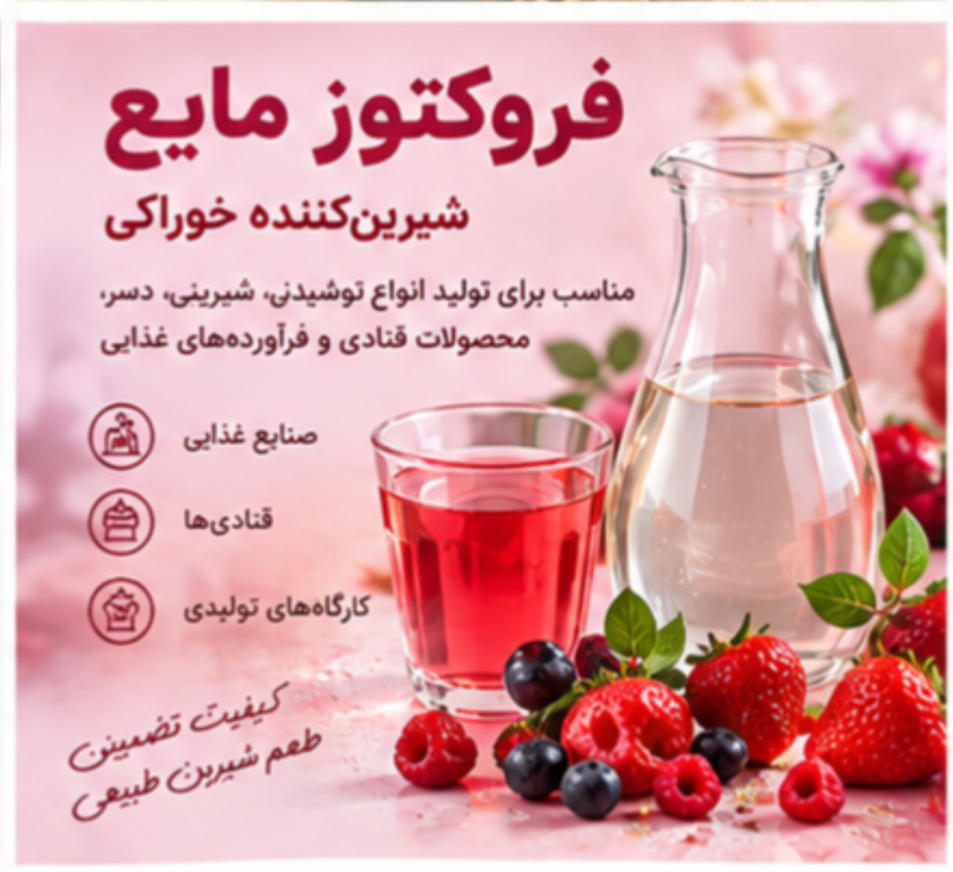 فروکتوز خوراکی + شیرین کننده و ماده اولیه صنایع خوراکی