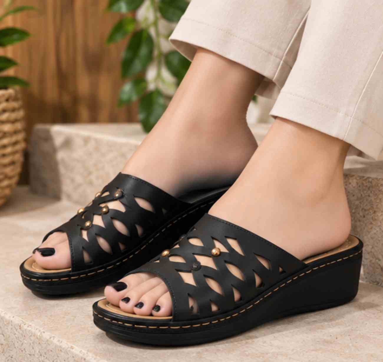 خرید عمده دمپایی زنانه بزرگپا pu
