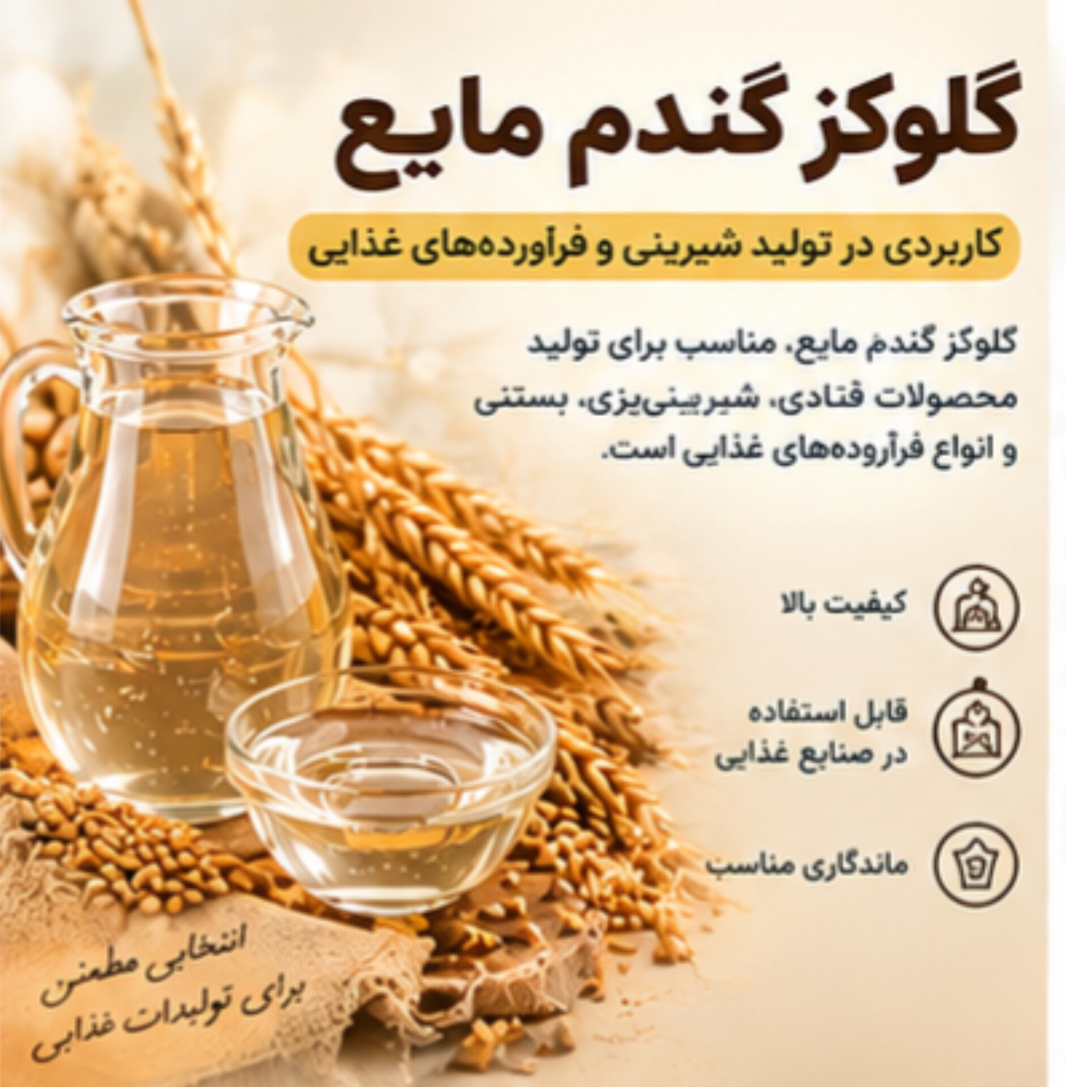 گلوکز مایع گندم | ماده اولیه کاربردی در صنایع غذایی