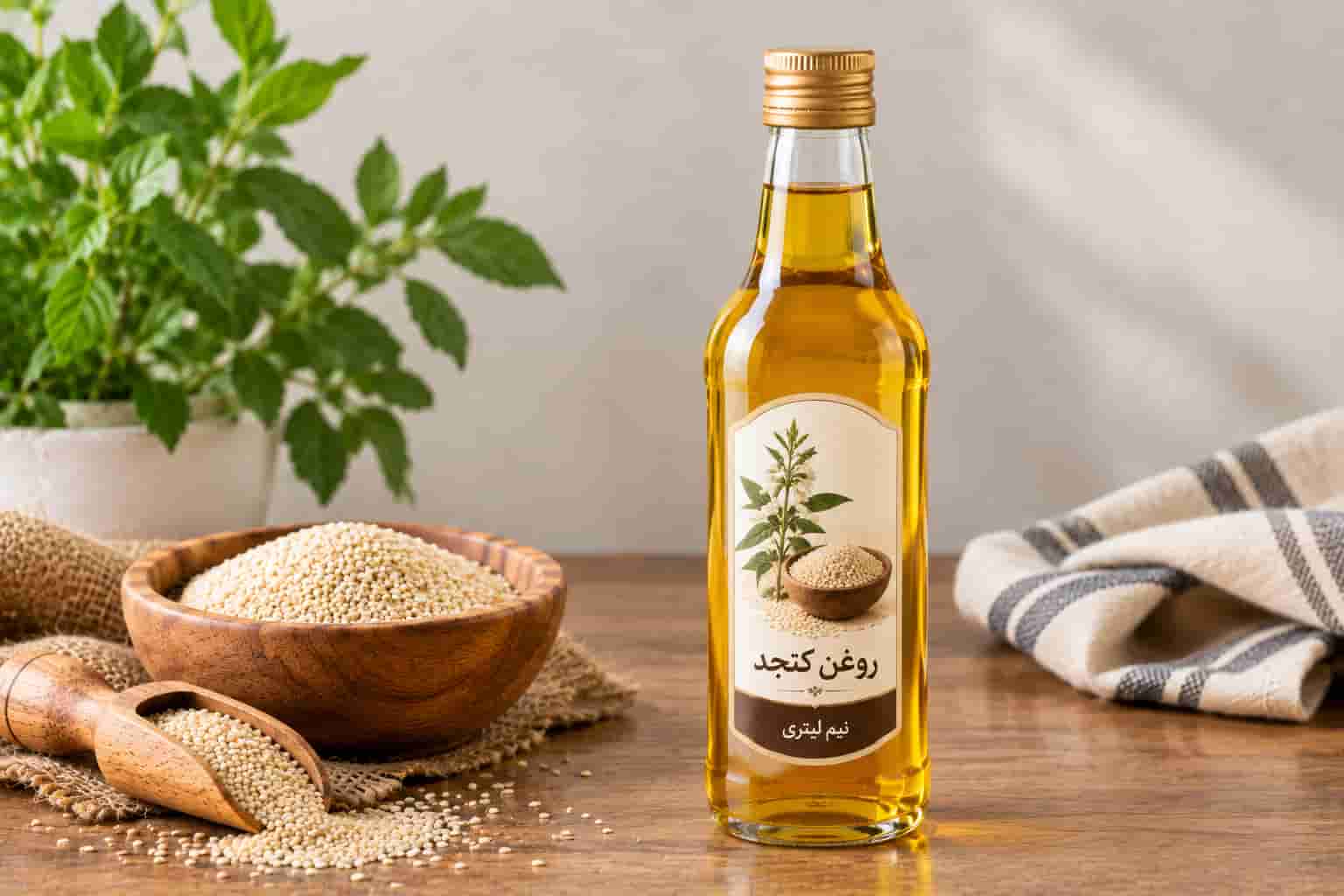روغن کنجد نیم لیتری مرغوب برای مصرف روزانه