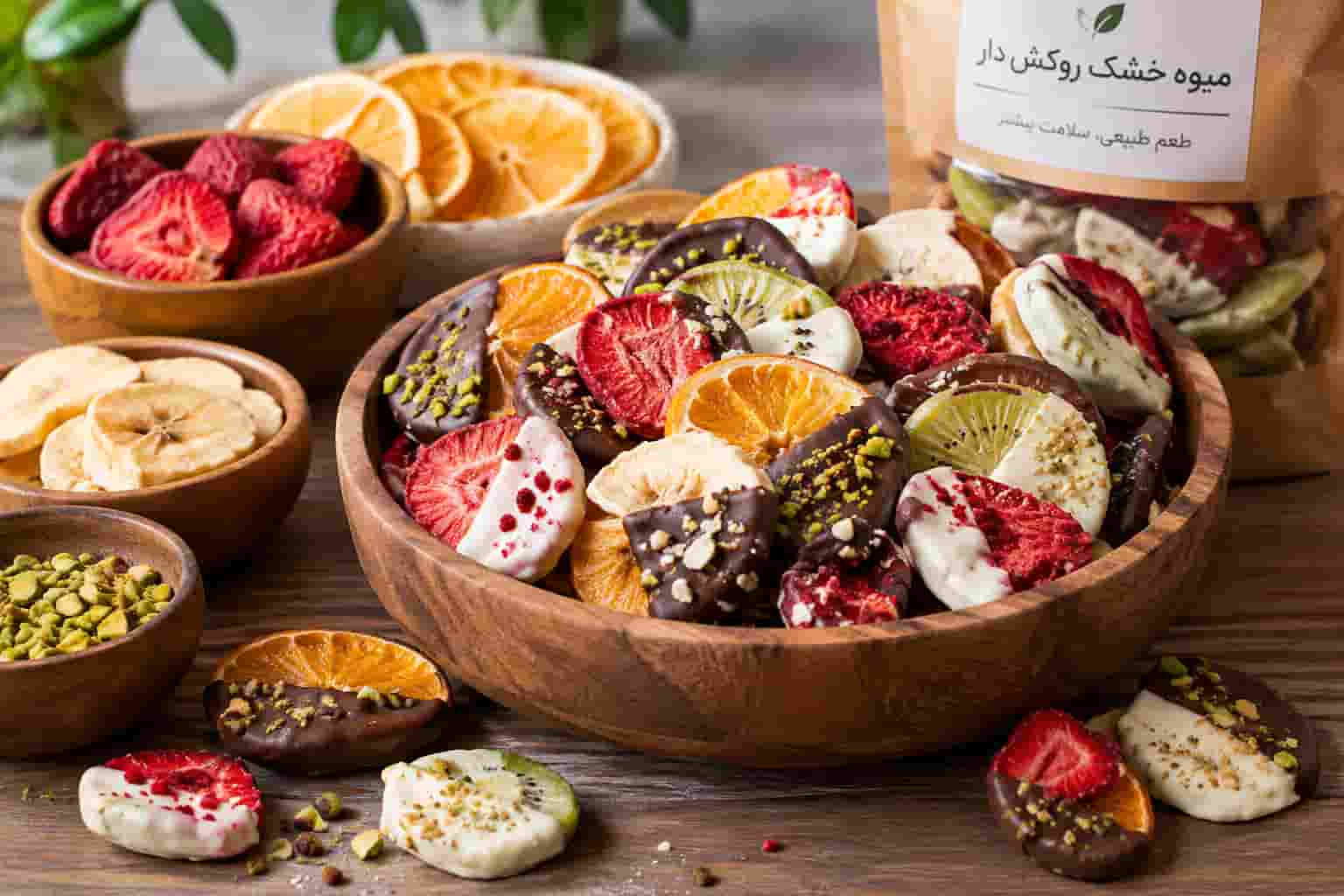 میوه خشک روکش دار سبک برای عرضه در فروشگاه ها